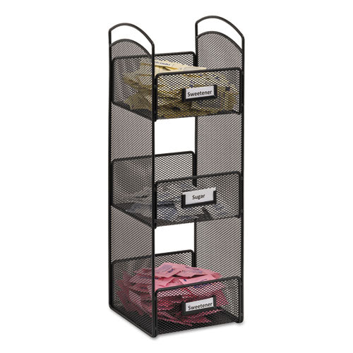 ESSAF3290BL - Onyx Breakroom Organizers, 3 Compartments, 6 X 6 X 18, Steel Mesh, Black