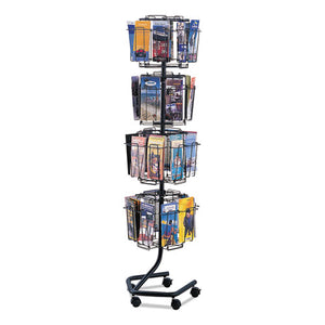 ESSAF4128CH - Wire Rotary Display Racks, 32 Compartments, 15w X 15d X 60h, Charcoal