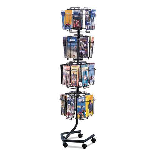 ESSAF4128CH - Wire Rotary Display Racks, 32 Compartments, 15w X 15d X 60h, Charcoal