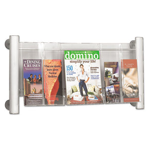 ESSAF4133SL - Luxe Magazine Rack, Three Compartments, 31-3-4w X 5d X 15-1-4h, Clear-silver