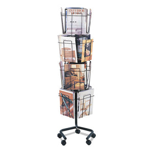 ESSAF4139CH - Wire Rotary Display Racks, 16 Compartments, 15w X 15d X 60h, Charcoal