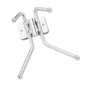 ESSAF4160 - Metal Wall Rack, Two Ball-Tipped Double-Hooks, 6-1-2w X 3d X 7h, Chrome Metal