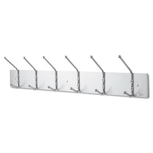 ESSAF4162 - Metal Wall Rack, Six Ball-Tipped Double-Hooks, 36w X 3-3-4d X 7h, Satin Metal