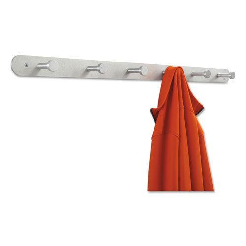 ESSAF4202 - Nail Head Wall Coat Rack, Six Hooks, Metal, 36w X 2-3-4d X 2h, Satin Aluminum