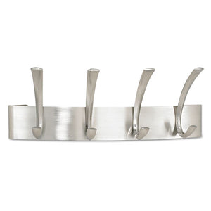 ESSAF4205SL - Metal Coat Rack, Steel, Wall Rack, Four Hooks, 14-1-4w X 4-1-2d X 5-1-4h, Silver