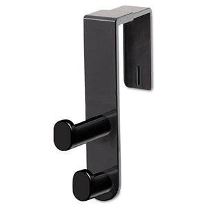 ESSAF4225BL - Plastic Coat Hook, 2-Hook, 1 3-4 X 6 1-2 X 7 3-4, Black