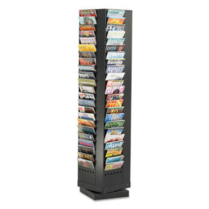 ESSAF4325BL - Steel Rotary Magazine Rack, 92 Compartments, 14w X 14d X 68h, Black