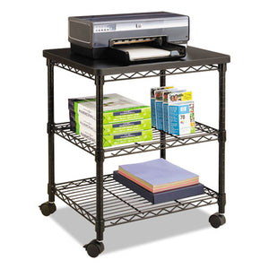 ESSAF5207BL - Desk Side Wire Machine Stand, Three-Shelf, 24w X 20d X 27h, Black