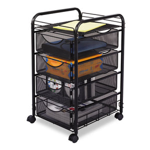 ESSAF5214BL - Onyx Mesh Mobile File With Four Supply Drawers, 15-3-4w X 17d X 27h, Black