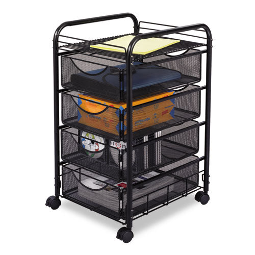 ESSAF5214BL - Onyx Mesh Mobile File With Four Supply Drawers, 15-3-4w X 17d X 27h, Black