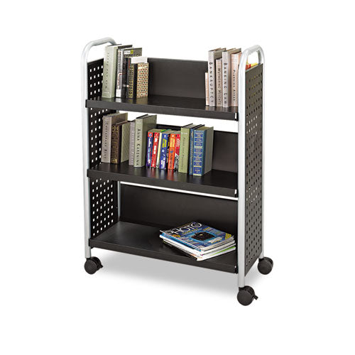 ESSAF5336BL - Scoot Book Cart, Three-Shelf, 33w X 14-1-4d X 44-1-4h, Black