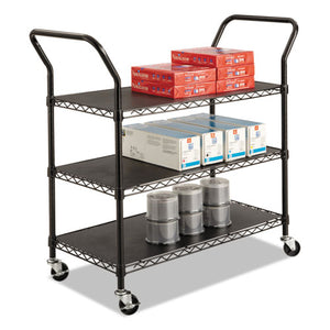 ESSAF5338BL - Wire Utility Cart, Three-Shelf, 43-3-4w X 19-1-4d X 40-1-2h, Black