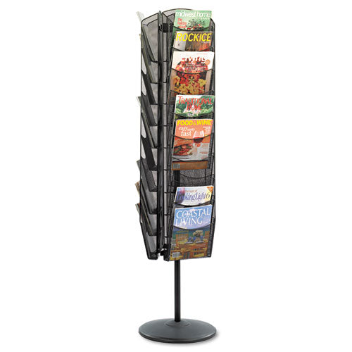 ESSAF5577BL - Onyx Mesh Rotating Magazine Display, 30 Compartments, 16-1-2w X 66h, Black