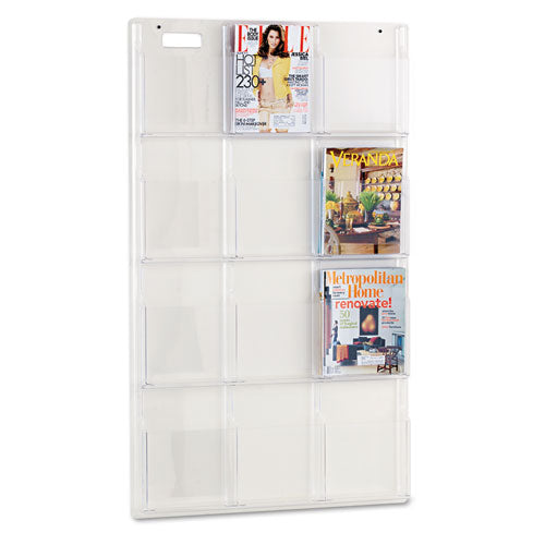 ESSAF5602CL - Reveal Clear Literature Displays, 12 Compartments, 30w X 2d X 49h, Clear