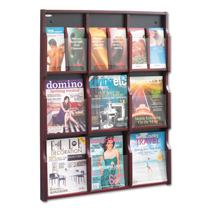 ESSAF5702MH - Expose Adj Magazine-pamphlet Nine Pocket Display, 29-3-4w X 38-1-4h, Mahogany