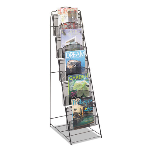 ESSAF6461BL - Onyx Magazine Floor Rack, 12-1-2w X 18-1-2d X 46h, Black