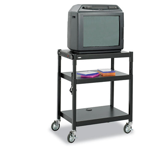 ESSAF8932BL - Adjustable-Height Steel Av Cart, 27-1-4w X 18-1-4d X 28-1-2 To 36-1-2h, Black