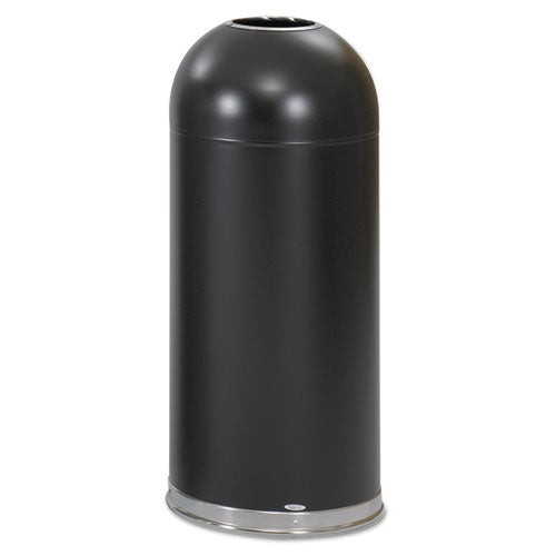 ESSAF9639BL - Open-Top Dome Receptacle, Round, Steel, 15gal, Black