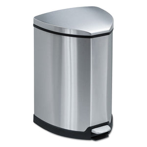 ESSAF9685SS - Step-On Waste Receptacle, Triangular, Stainless Steel, 4gal, Chrome-black