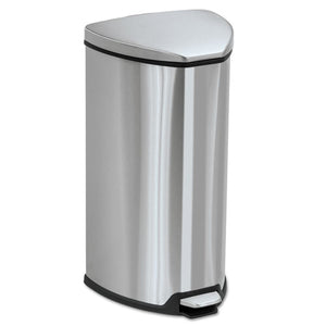 ESSAF9686SS - Step-On Waste Receptacle, Triangular, Stainless Steel, 7gal, Chrome-black