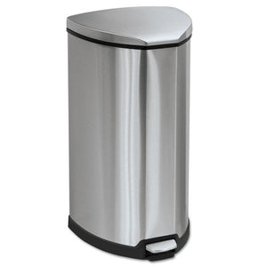 ESSAF9687SS - Step-On Waste Receptacle, Triangular, Stainless Steel, 10gal, Chrome-black