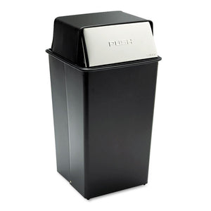 ESSAF9895 - Reflections Push Top Square Receptacle, Steel, 36gal, Black-chrome