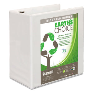 Earth's Choice Biobased D-ring View Binder, 3 Rings, 5" Capacity, 11 X 8.5, White