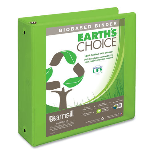 ESSAM17385 - EARTH'S CHOICE BIOBASED ECONOMY ROUND RING VIEW BINDERS, 3" CAP., LIME