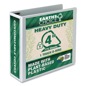 Earth's Choice Heavy-duty Biobased One-touch Locking D-ring View Binder, 3 Rings, 4" Capacity, 11 X 8.5, White
