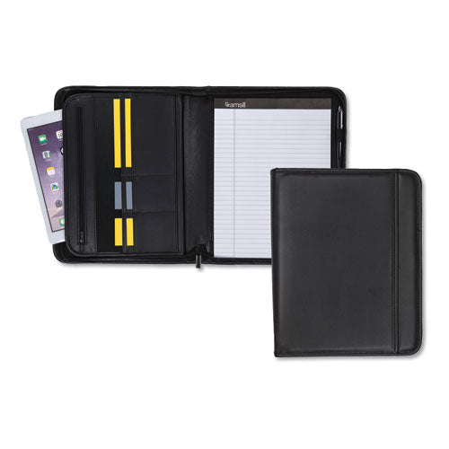 ESSAM70820 - Professional Zippered Pad Holder, Pockets-slots, Writing Pad, Black