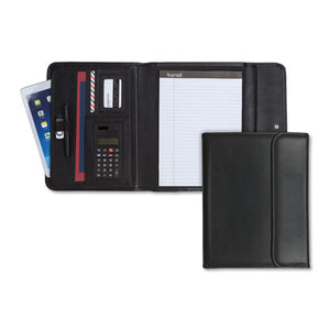 ESSAM70890 - Professional Tri-Fold Padfolio W-calculator, Writing Pad, Vinyl, Black