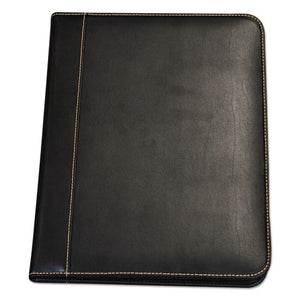 ESSAM71710 - Contrast Stitch Leather Padfolio, 8 1-2 X 11, Leather, Black