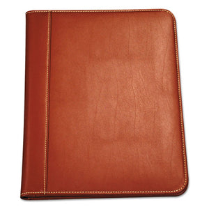 ESSAM71716 - Contrast Stitch Leather Padfolio, 8 1-2 X 11, Leather, Tan