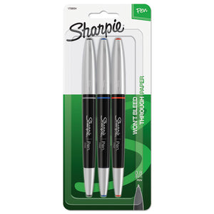 ESSAN1758054 - Grip Porous Point Stick Permanent Water Resistant Pen, Assorted Ink, Fine, 3-set