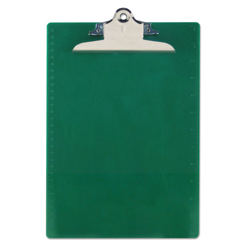 ESSAU21604 - Recycled Plastic Clipboard With Ruler Edge, 1" Clip Cap, 8 1-2 X 12 Sheet, Green