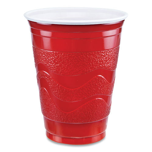 Solo Party Plastic Cold Drink Cups, Slip-resistant Grip, 18 Oz, Red, 20-bag, 12 Bags-carton