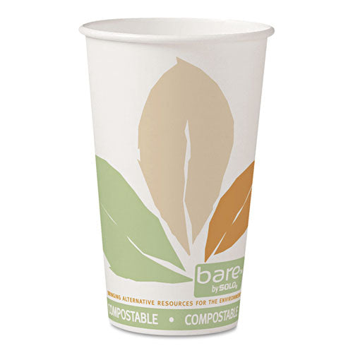 ESSCC316PLABB - Bare By Solo Eco-Forward Pla Paper Hot Cups, Leaf Design, 16 Oz, 1000-carton