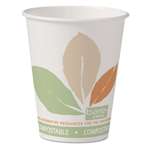 ESSCC378PLABBPK - Bare By Solo Eco-Forward Pla Paper Hot Cups, 8 Oz, Leaf Design, 50-pack