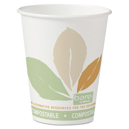 ESSCC378PLABB - Bare By Solo Eco-Forward Pla Paper Hot Cups, 8 Oz, Leaf Design,50-bag,20 Bags-ct