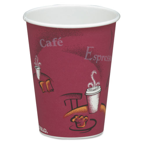 ESSCC378SI - SOLO BISTRO DESIGN HOT DRINK CUPS, PAPER, 8OZ, MAROON, 50-BAG, 20 BAGS-CARTON