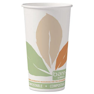 ESSCC420PLABB - Bare By Solo Eco-Forward Pla Paper Hot Cups, 20oz,leaf Design,40-bag,15 Bags-ct