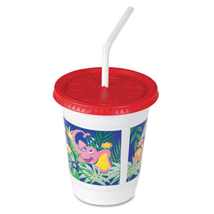 ESSCCCC12CJ5145 - Plastic Kids' Cups With Lids-straws, 12 Oz, Jungle Print