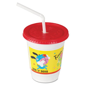 ESSCCCC12CJ5146 - Plastic Kids' Cups With Lids-straws, 12 Oz., Critter Print, 250-ct