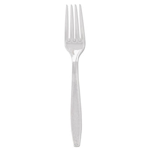 ESSCCGDC5FK0090 - Guildware Heavyweight Plastic Cutlery, Forks, Clear, 1000-carton