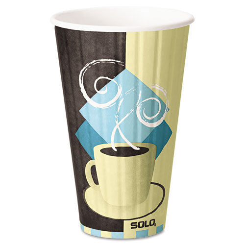 ESSCCIC16J7534CT - Duo Shield Insulated Paper Hot Cups, 16 Oz, Tuscan Chocolate-blue-beige, 525-ct