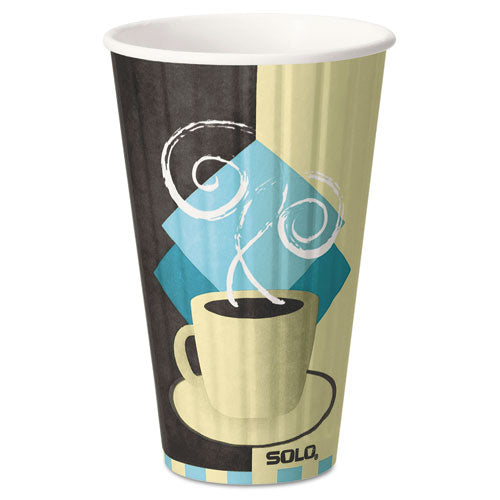 ESSCCIC16J7534PK - Duo Shield Insulated Paper Hot Cups, 16oz, Tuscan, Chocolate-blue-beige, 35-pk