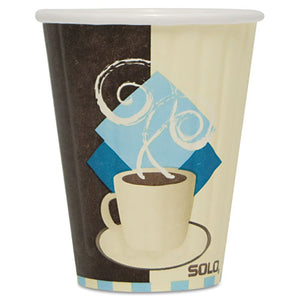 ESSCCIC8J7534CT - Duo Shield Insulated Paper Hot Cups, 8oz, Tuscan, Chocolate-blue-beige, 1000-ct