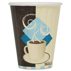 ESSCCIC8J7534PK - Duo Shield Insulated Paper Hot Cups, 8oz, Tuscan, Chocolate-blue-beige, 50-pk