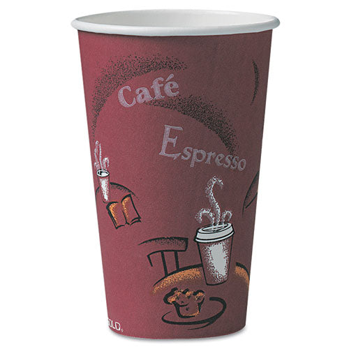 ESSCCOF16BI0041 - SOLO BISTRO DESIGN HOT DRINK CUPS, PAPER, 16OZ, MAROON, 300-CARTON