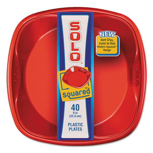 ESSCCSQP94020001 - Solo Squared Plastic Dinnerware, Plate, 9 X 9, Red-blue, 40-pack, 8 Pack-carton
